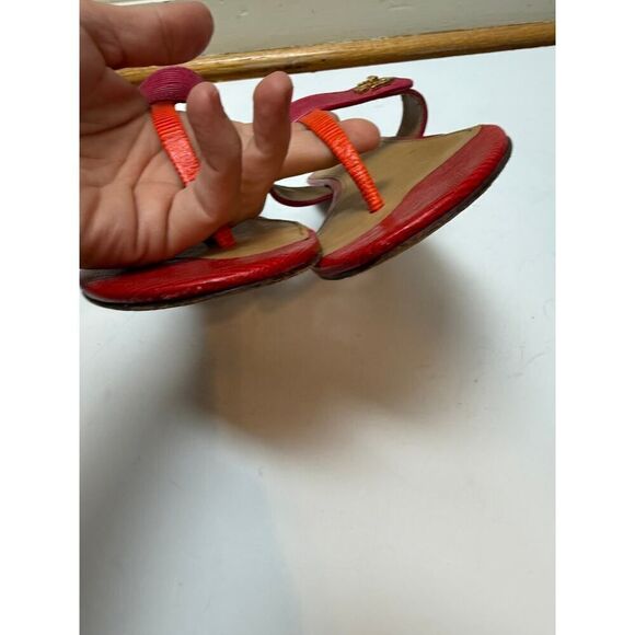 Tory Burch Pink Orange Kira Thong Sandals Sz. 7 - Picture 4 of 7